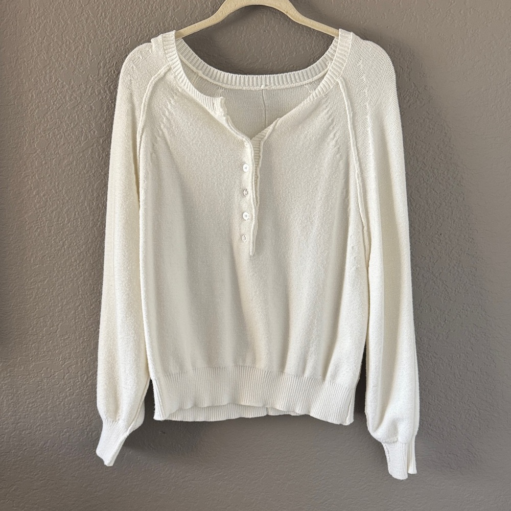 Cozy Ivory Henley Knit Sweater